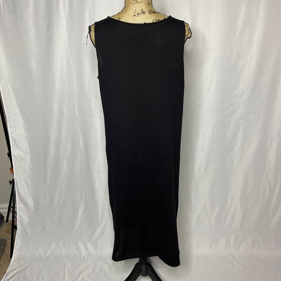 Eileen Fisher Black Sleeveless Wool Knit Maxi Dress - Picture 9 of 11